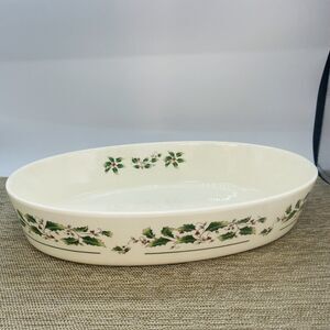 Holly Holiday Oval Casserole Christmas Serving Dish #2